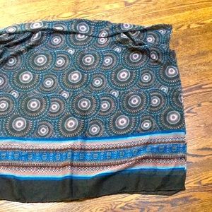 Navy Multi coloured Rectangle scarf